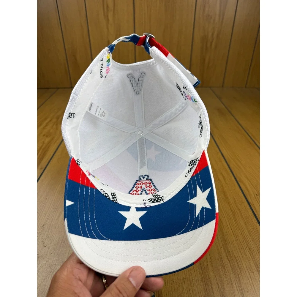 Royal & Awesome Golf Hat Stars and Stripes Patriotic Red White Blue Mesh Cap
